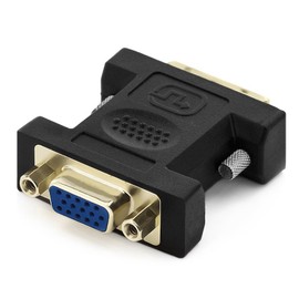 deleyCON VGA to DVI-I Adapter - VGA Female to DVI-I Male - Gold-Plated Plug Contacts - Monitor PC Projector Graphics Card - Black