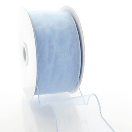 Ribbon Traditions 2.5" Wired Sheer Organza Ribbon Frosty Blue 10 Yards