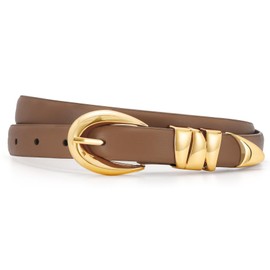 XZQTIVE Women's Leather Belt Fashion Ladies Belt with Gold Buckle for Jeans Dresses Pants Coats