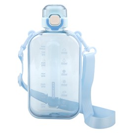 APOMOONS 750 ml Flat Water Bottles, BPA-Free Leak-Proof Sports Bottle Made of Tritan Sports Bottle Water Bottle with Time Marking and Carry Strap for Sports, Travel, Fitness and Outdoor Use