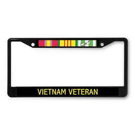 Sign Destination Metal License Plate Frame Vietnam Veteran A Car Auto Tag Holder Black 2 Holes One Frame