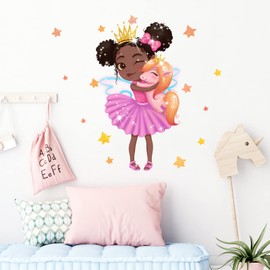RoyoLam Little Princess Hugging Baby Horse Wall Decals Nursery Preschool Wall Stickers for Kid Baby Girl Removable Peel and Stick Waterproof Wall Art Decor Stickers for Living Room Bedroom Bathroom