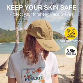 PELLIOT Quick Dry Baseball Cap Sun Hat Mesh Workout Hat for Outdoor Fishing Hiking Running Golf Light Khaki