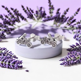 FIVE-D Earrings Biker Motorbike Driver 925 Sterling Silver in Jewellery Case, Sterling Silver, No Gemstone