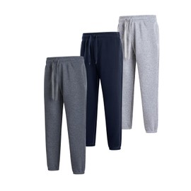 Facitisu Men Fleece Sweatpants 3 Pack Active Basic Jogger Drawstring Workout with Pocks Elastics Waist Pants XL