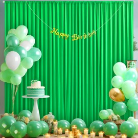 10ft x 10ft Green Backdrop Curtain for Parties Green Wrinkle Free Backdrop Drapes Panels for Baby Shower Birthday Party Photo Photography Photoshoot Polyester Fabric Background Decoration