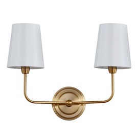 Safavieh Lighting Ezra Brass Gold 2-Light Wall Sconce (LED Bulbs Included)