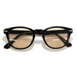 MERRY PLEASURE Men's Women's Date Glasses, Wellington, Boston, Bosrington, Color Lenses, Light Color, Asian Fit, Black x Lt.BROWN