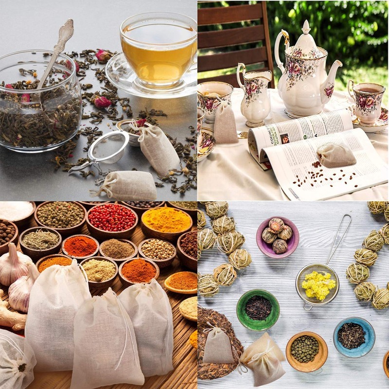 LUCKYBEE Disposable Empty Tea Bags Fabric Filter with Tea Clothing,