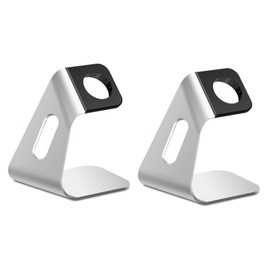 jojofuny 2pcs Aluminium Alloy Watch Charging Stand Holder Design Convenient Viewing Angle Compatible Silver for Nightstand Use