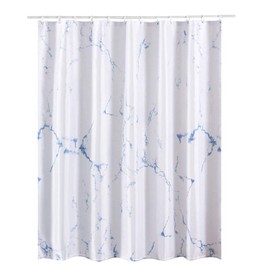YOSTEV Marble Bathroom Shower Curtain,Blue and White Fabric Shower Curtain with Hooks,Unique 3D Printing,Decorative Bathroom Accessories,Water Proof,Reinforced Metal Grommets,Standard 72x72 Inches