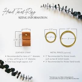 KEYAIIRA - Small Wide Leather Wall Hook, steel towel ring wall hanging strap towel hook for wall leather loop strap minimal towel bar rack storage decorative bathroom hand towel holder