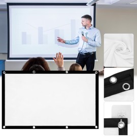 QWORK® 100 Inch Projection Screen, 16: 9 HD Foldable Projector Screen, 221 x 125 cm Anti-Wrinkle Projector Screen with Accessories, for Indoor and Outdoor Use