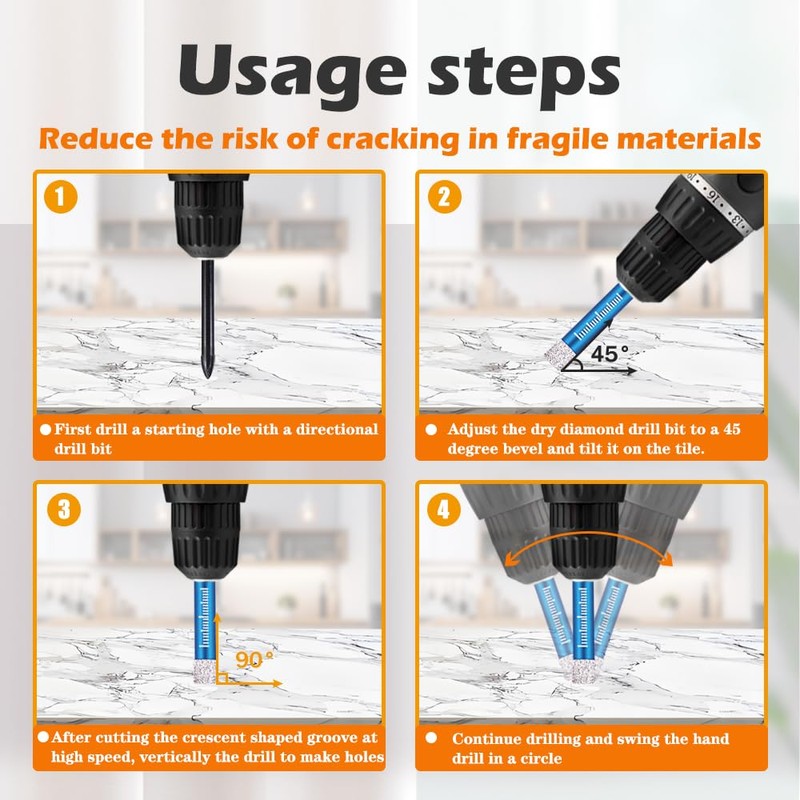 7 PCs Diamond Drill Bits Set, Versatile Tile Drill Bits