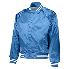 Augusta Sportswear 3610 Men's Satin Baseball Jacket/striped Trim, Small, Columbia Blue/White
