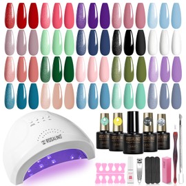 ROSALIND UV Nagellack Set mit UV Lampe 48W, 20+4 Stück Gel Nagellack Starterset UV Gelnägel Set Rot Violett Blau Grün Rosa Gelnägel Starterset Shellac Gellack Nägel Nagelstudio Set