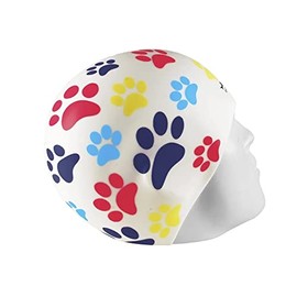 escualo Gorra para Natacion Unisex Adulto y Niño Modelo Huellitas (Silicon) Impermeable, Unitalla, Color Blanco