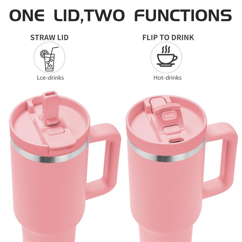 Labulabla 40oz Stainless Steel Insulated Tumbler with Flip Straw, 2-in-1