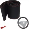 LBM51 Steering Wheel Cover Lacing Black Perforated with Red Stitching