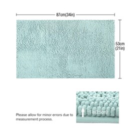 ITSOFT Non Slip Shaggy Chenille Soft Microfibers Bath Mat for Bathroom Rug Water Absorbent Carpet, 34 x 21 Inches Spa Blue