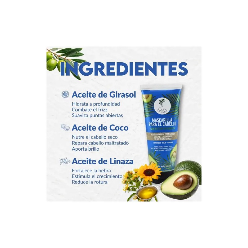 Mascarilla Para El Cabello Aceites Naturales 180 Ml