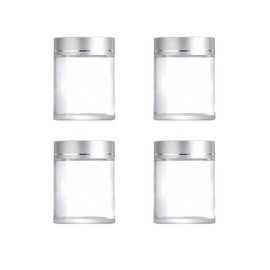 4 Pcs 3.4 oz Clear Glass Jars with Lids and Inner Liner,100g Small Glass Containers Reusable Travel Toiletries Container for Creams,Lotion,Ointmen,Makeup,Spice,Powders,Cosmetic