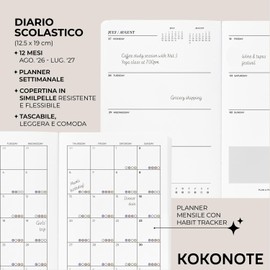 Kokonote Agenda Settimanale 2026 2027 - Diario Scoula Piccolo Università
