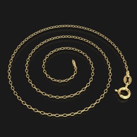 Bling For Your Buck 18K Gold Flashed Sterling Silver 1.2mm Very Thin Italian Cable Chain Necklace - 28"