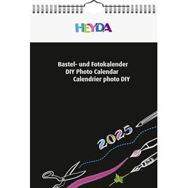 Heyda Craft and Photo Calendar Year-Bound (2025), 1 Sheet = 1 Month, A4, Black