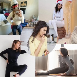 Subuteay térmica Ropa Interior para Mujeres Long Johns Top & Bottom Fleece Forrado Conjunto de Leggings