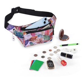 HAWEE Sports Bum Bag Unisex Lightweight Belt Bag Waist Bag Multicoloured with Adjustable Belt and Headphone Jack for Women Men Outdoor Travel Hiking Jogging Cycling Running, Tote Leaves