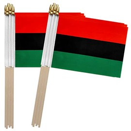 TSMD African Afro American Stick Flag Small Mini Hand Held Flags,5x8 Inch,12 Pack
