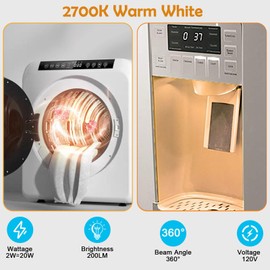 TZLONMFG Dryer Light Bulb 120V 10W 15W Replacement WE05X20431 WP22002263 Appliance Bulb E12 Candelabra Base, for Dryer Drum, Water Ice Dispenser, Night Light, Salt Lamp, 2W Warm White 2700K, 2-Pack