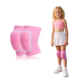 HUSHRICH Knee Pads for Kids Age 6-12 Years, Volleyball Knee Pads Thick Sponge Youth Boys Girls Anit-Slip Sport Knee Support Kneepads Brace for Volleyball Dance Yoga Running Climbing (Pink)