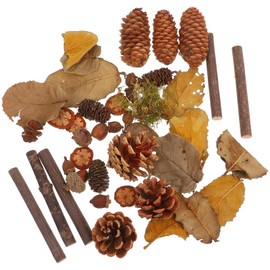 Holibanna 1 Pack Christmas Craft Small Pine Cones Rustic Mini Acorns Maple Leaf DIY Material For Christmas Fall Home Decoration