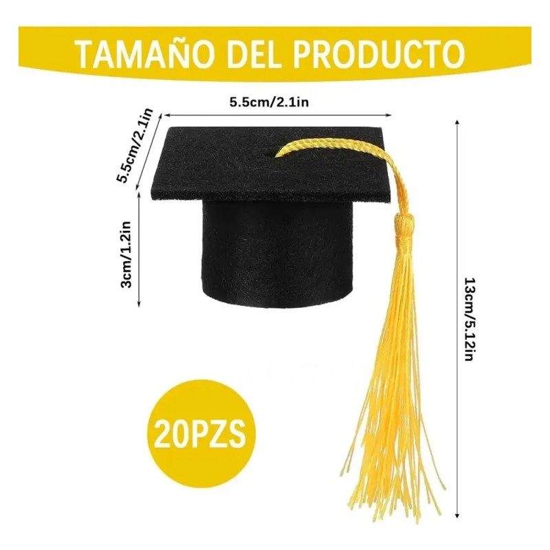 20pz Mini Birrete Sombrero Graduación Con Borla Popcreation