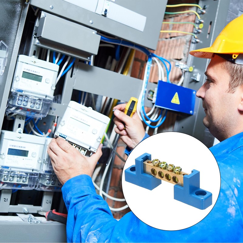 Sourcing Map 5 Pcs Brass 4 Position Ground Bus Bar