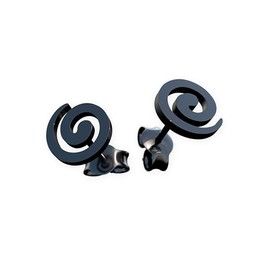 Fly Style Ear Studs 316L Stainless Steel Spiral 6 or 8 mm Silver/Gold/Black earst019_Spiral, black, 8mm