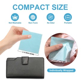 SEVENWELL 100pcs Jewelry Cleaning Cloth Turquoise Polishing Cloth for Sterling Silver Gold Platinum Small Polish Cloth 8x8cm