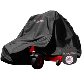Tough Cover Zero Turn Mower Cover - 600D Marine Grade Fabric, Black, Waterproof & Drawstring Strap, Riding Lawn Mower Cover with UV, Dust, Rain & Snow Protection