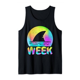 Retro Shark Fin Week 2024 Shark Lover Ocean Wildlife Tie Dye Tank Top