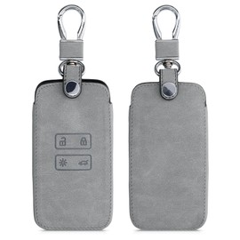 kwmobile Car Key Cover Compatible with Renault 4 Button Car Key Smart Key (only Keyless Go) - Synthetic Suede Key Fob Cover Case - Grey