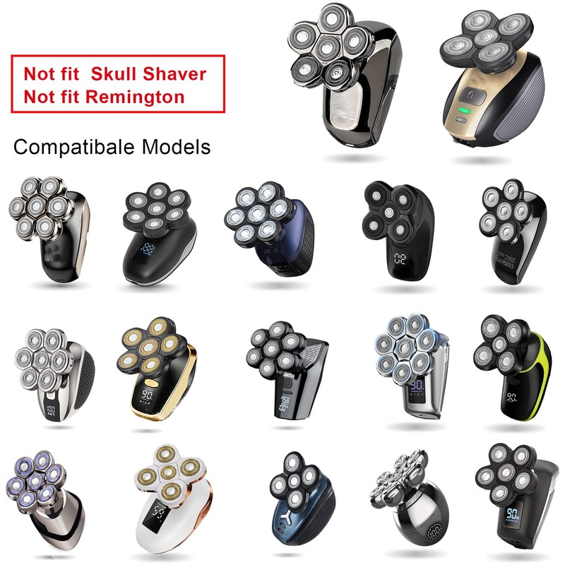 Magnetic Head Shaver Replacement Heads 7 Double Ring Waterproof Rotary