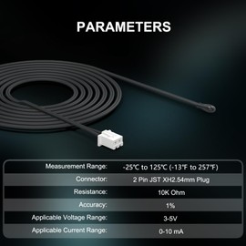 DROK 10K Temperature Sensor Probe 5pcs, 1 Meter Waterproof Epoxy Resin NTC Temp Sensor Probe for Various Water Dispensers, Air Conditioners, Refrigerators, Freezers, Water Heaters, Dishwashers