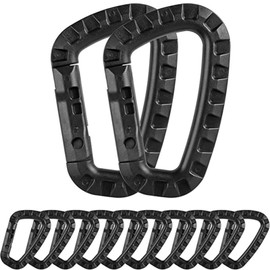 Pack of 12 Carabiner D-shape Mountaineering Buckle Plastic Carabiner Hook Carabiner Portable Carabiner Key Ring Backpack Carabiner Clip Closure for Ropes, Backpacks, Fishing Rods, Outdoor