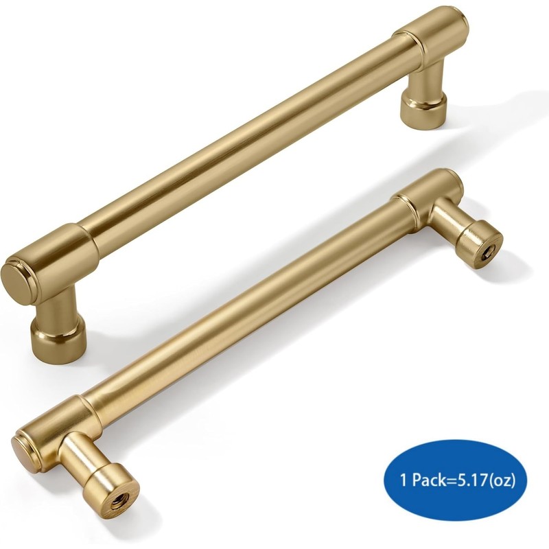 khtumeware 6 Pack Brushed Brass Cabinet Pulls 6 Inch(152MM) Hole