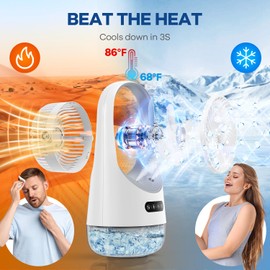 Portable Air Conditioners, 3 In 1 Personal Air Conditioner, 120°Oscillating 3 Speeds USB Evaporative Air Cooler, 7 Color LED Lights USB-Powered Cooling fan with 400ML Water Tank, for Bedroom, Office