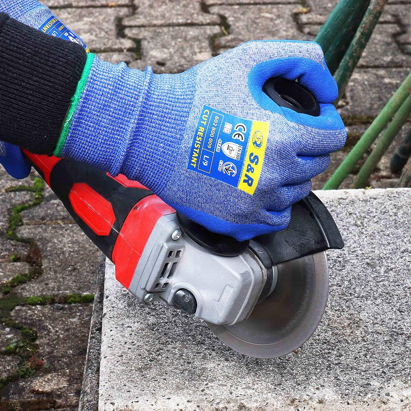 S&R Cut Resistant Protective Gloves, Size L/9 - Nitrile Coated,