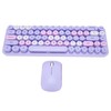 Keyboard Mouse Combo 2.4GHz Wireless Cute Retro 68 Round Keycaps