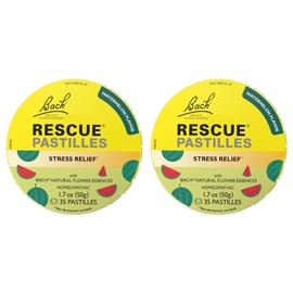 RESCUE Bach PASTILLES, Watermelon Flavor, Stress Relief Lozenges, Homeopathic, Flower Essences, 2 Pack